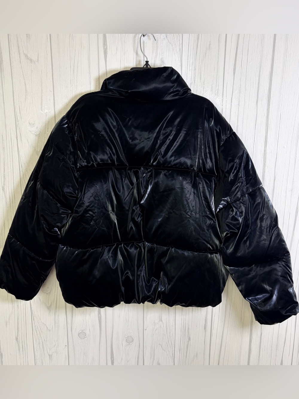 A NEW DAY NWT‎ Glossy Black Puffer Jacket, Large - Picture 4 of 12